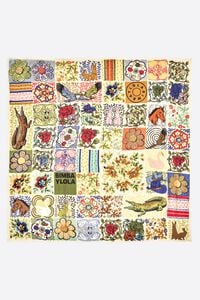 Yellow mosaic wool shawl