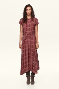 Garnet checked fluid dress with flare