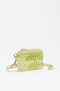 Shiny textured green pastel green Bimba logos print coin purse/card holder