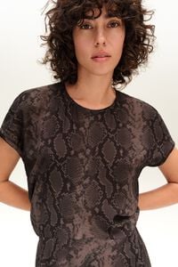 Brown snake fluid frill dress