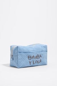 Kosmetiktasche gro&szlig; Leinen Hellblau