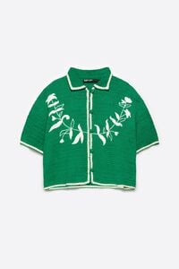 Jersey punto bordado algod&oacute;n verde