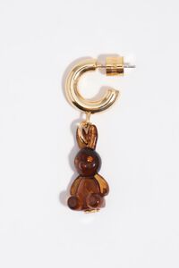 Amber resin rabbit hoop earrings