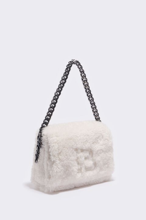 Bolso solapa M pelo blanco