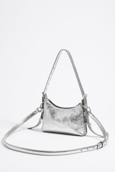 XS silver leather Pocket slouch bag
