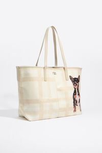 Large ivory Tartan shopper bag