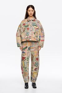 Cazadora denim Flowers Patchwork