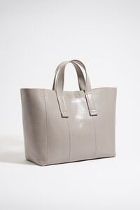 Bolso shopper grande piel gris verdoso