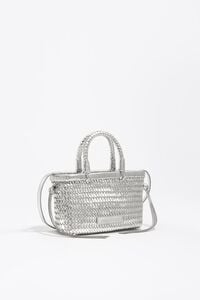 Silver plaited leather mini bag