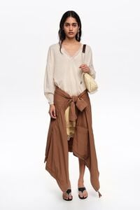 Jersey largo encaje algod&oacute;n lino marfil