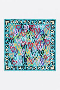 Pa&ntilde;uelo corazones grafiti aguamarina