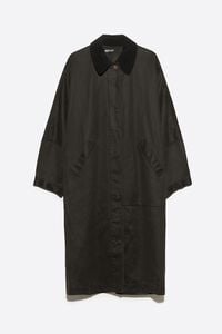 Dark khaki waxed midi trench