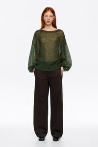 Oversize dark green mohair wool sweater