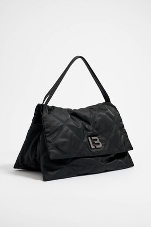 M black leather trapezium bag