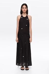 Vestido pareo escote halter espellos negro