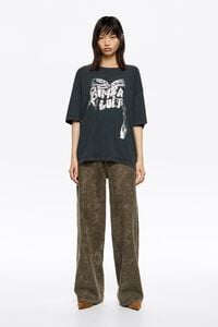 WIDE LEG - Brown Snake denim jeans