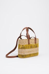 Bolso capazo peque&ntilde;o rafia mostaza