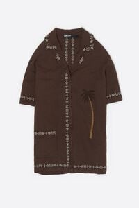 Camisa lino palmera marr&oacute;n