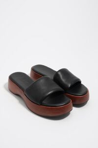 Black leather platform sandal