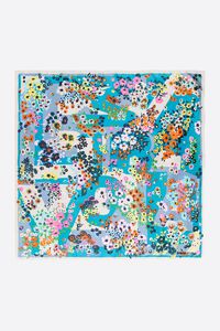 Pa&ntilde;uelo flores logo geometrico aguamarina