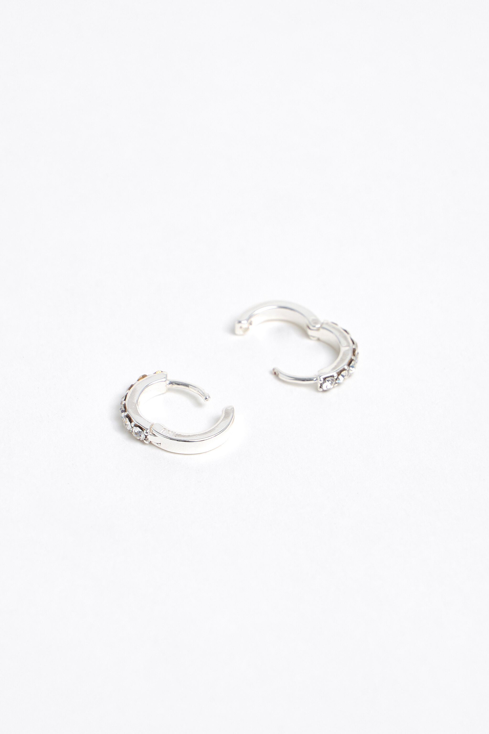 Silver color mini hoop earrings crystals