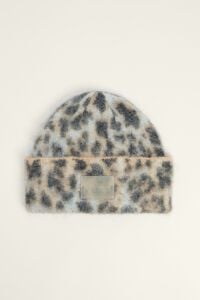 Ivory Leopard jacquard knit hat