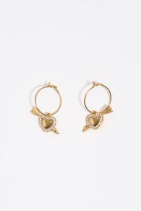 Gold heart and arrow hoop earrings
