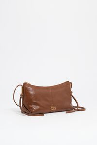 Small cognac leather crossbody bag