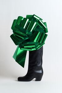 Black leather heeled boot