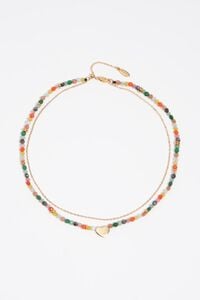 Золотисте двошарове намисто з серцем та камінням