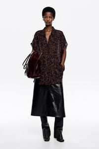 Flowy batwing shirt Leopard Big dark brown