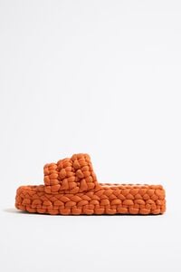 Sandalia plana trenzado naranja