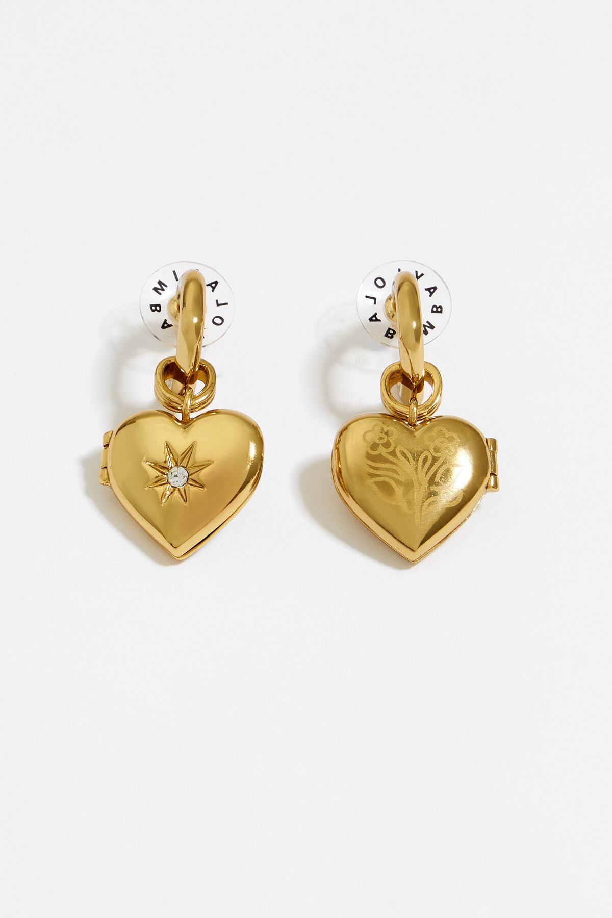 Pendientes aro corazón cristales dorados