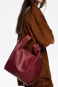 Medium red leather Paper bag