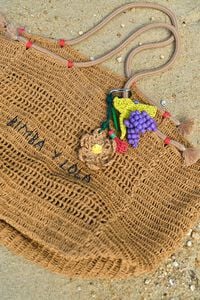 Flower paper raffia key ring