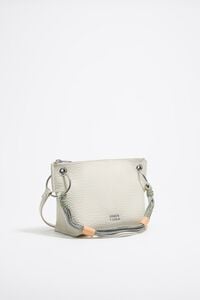 Medium off-white leather trapecio bag
