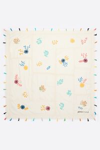 Ch&acirc;le coton patchwork fleurs brod&eacute;es