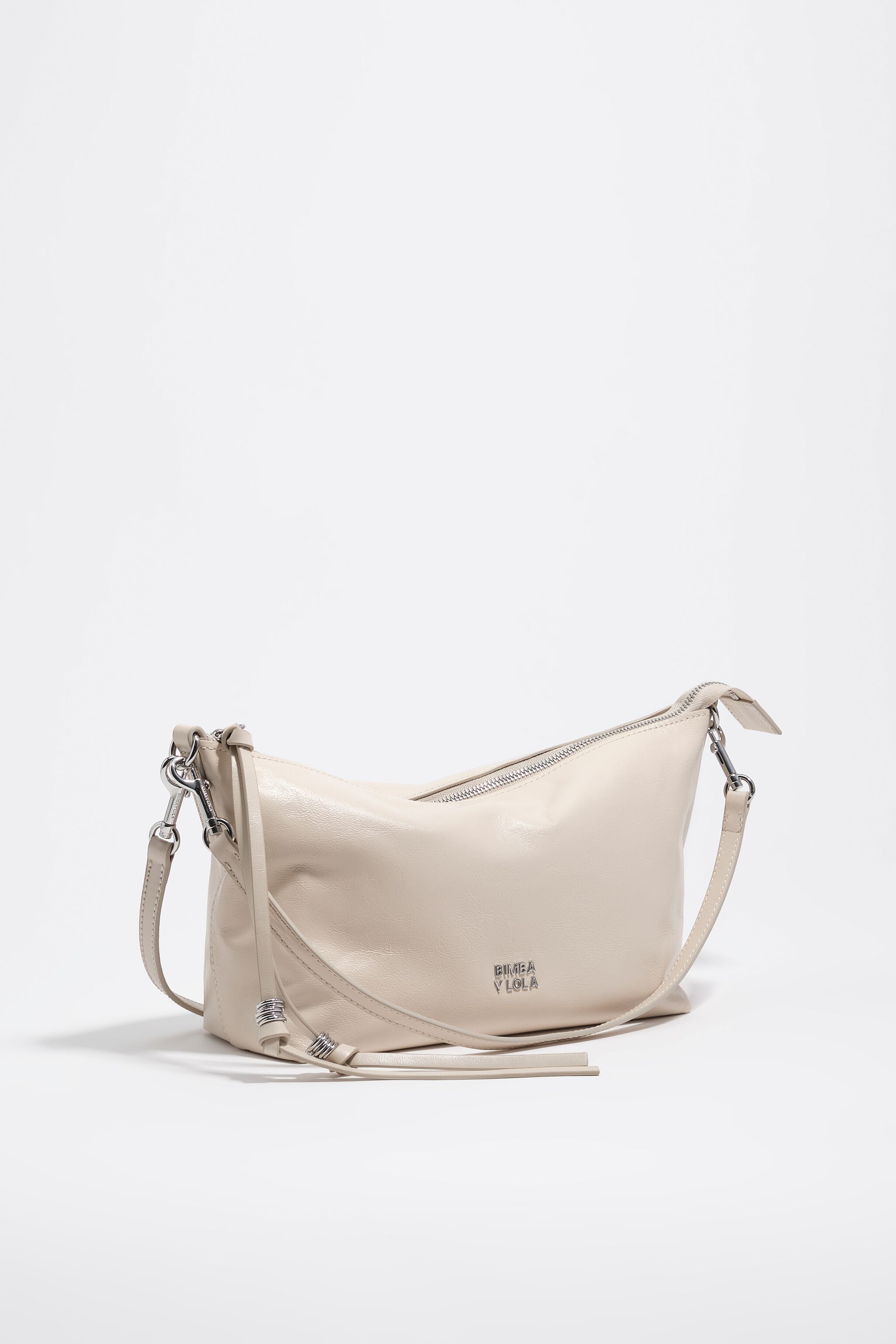 Bolso Trapecio mediano piel marfil