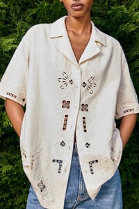 Camisa oversize bordados crema