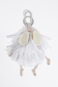 Llavero Maruxa pomp&oacute;n blanco
