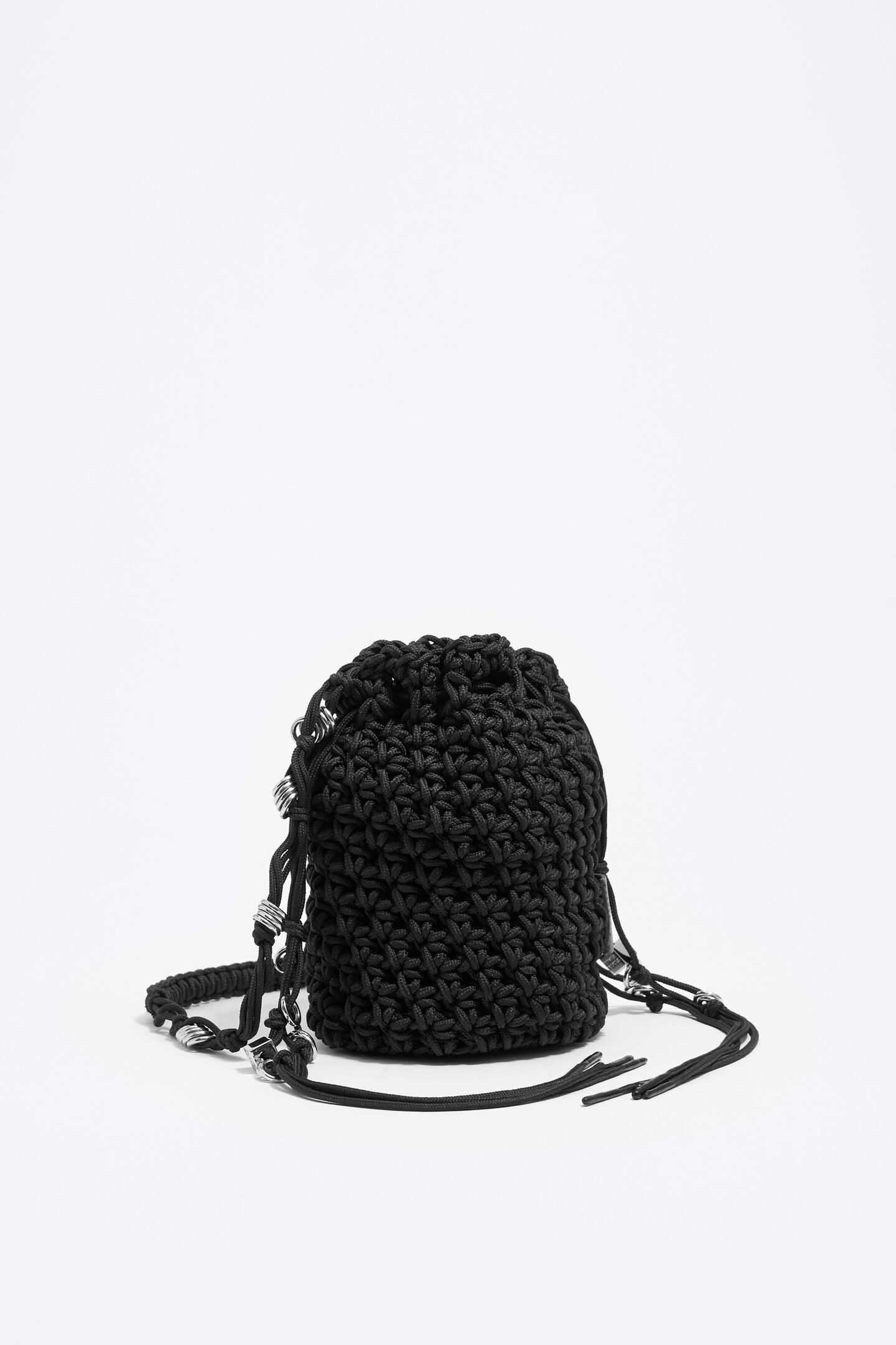 Worthington Black Crochet Bucket Bag Bucket Bag – FGTONSILK main image 4
