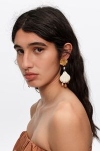 Aged gold metal and natural seashell earrings