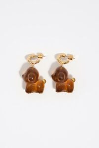 Brown resin dog hoop earrings