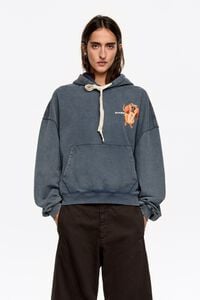 Gray-blue dachshund logo hoodie