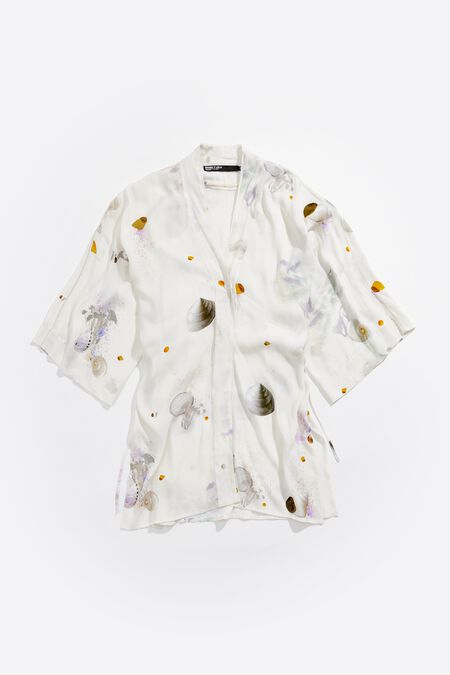Camisa kimono Waves marfil