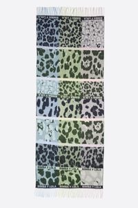 Chal acr&iacute;lico jacquard patchwork Animal print lila