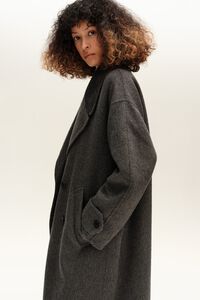 Casaco oversize dupla face cinzento-escuro