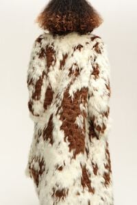 Brown cow midi fur coat