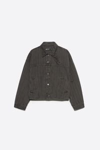 Blus&atilde;o denim riscas castanho-lavado