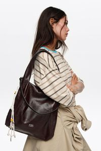Bolso de hombro Paper grande piel caf&eacute;